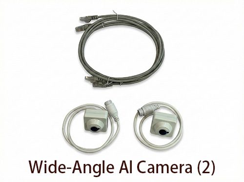 Wide-angle AI camera kit for Reyeah smart vending machines, including dual camera units and connection cables for visual recognition