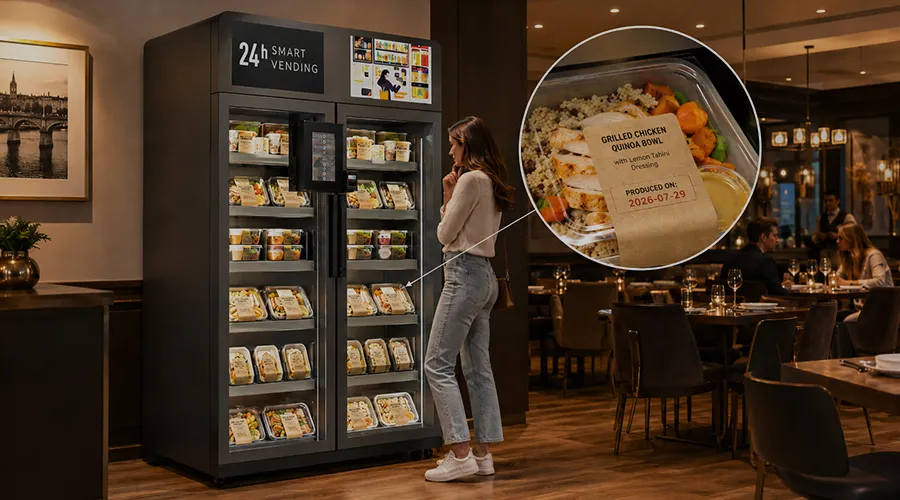 Micromercados con máquinas expendedoras para snacks bebidas y productos refrigerados