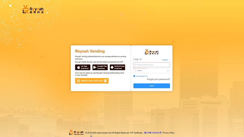 Reyeah smart vending machine cloud management backend for remote operations