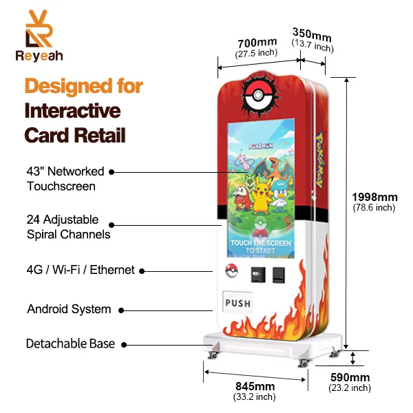 Trading card vending machine for shopping malls and arcades