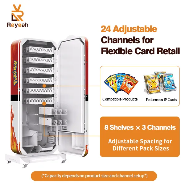 Interactive trading card vending machine with cashless payment