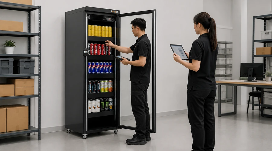 conciliación de inventario y alertas de una máquina expendedora inteligente