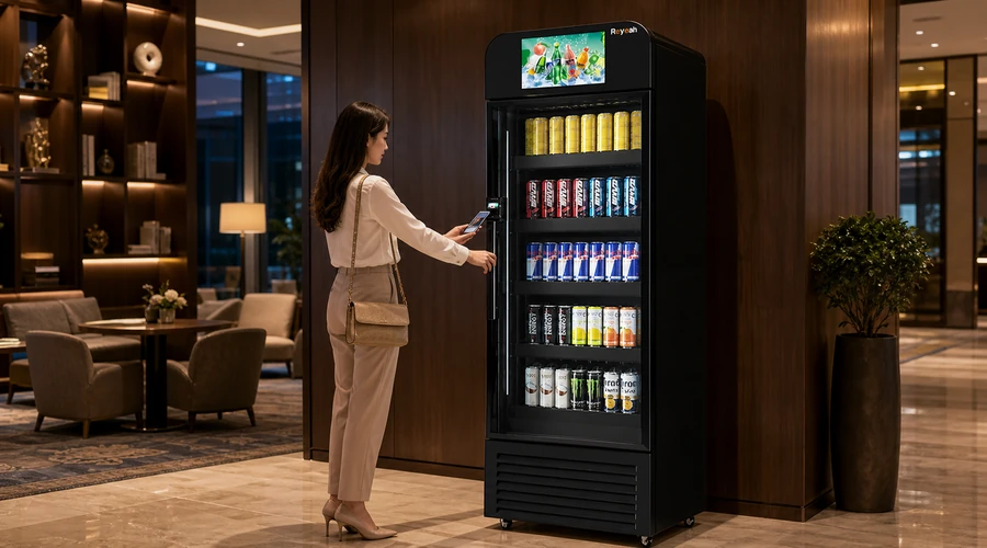 customer completing payment pre-authorization before opening a vending machine