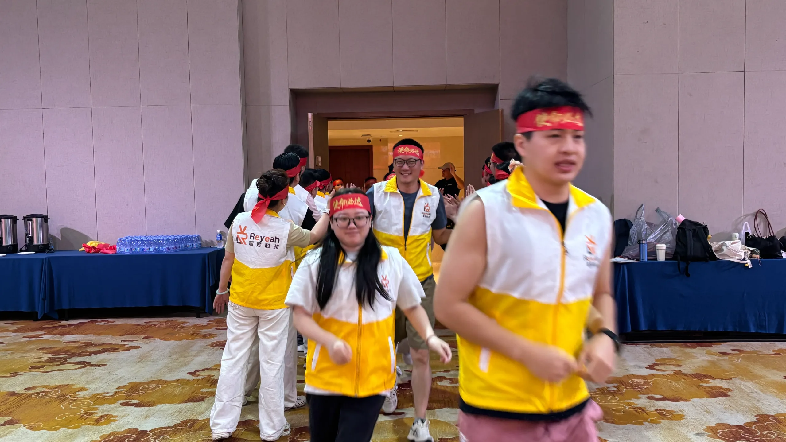 Reyeah team members taking part in a hotel team-building activity during the September challenge