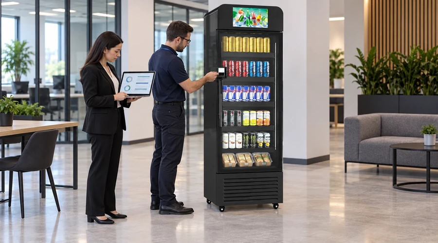 Finance and IT test payment, refund and fee reconciliation at an advertising-enabled X13 cabinet for a vending machine business plan.