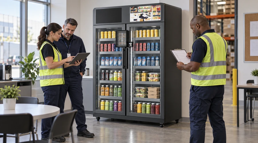 Procurement, operations and service review pilot evidence and a scale gate beside dual-door cabinet X15; no invented performance. micro market companies.